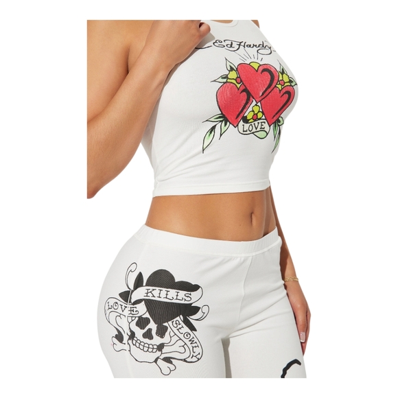 ED HARDY LOVER PANT SET- WHITE SIZE XL - Picture 5 of 12